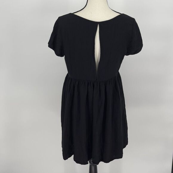 Talula Aritzia Womens Solid Black Short Sleeve‎ 100% Cotton Dress Lined Medium - Picture 4 of 10
